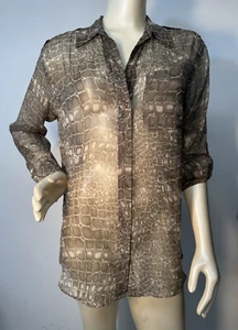 Equipment Femme Sheer Silk Print Button Down Blouse size S Bin-N - Picture 1 of 6