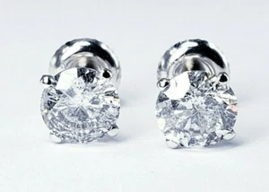 2.11ctw Studs Earrings LDG Appraisal E Color I1 Clarity ๐ฏ% Natural Diamonds - Picture 1 of 12