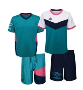 Umbro Boys' Size XXL Youth Soccer 4-Piece Short Sleeve Tee and Short Set. NEW - Picture 1 of 6