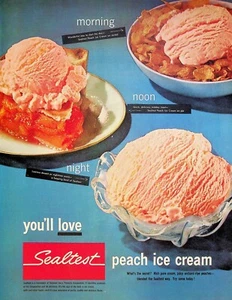 1953 Sealtest Peach Ice Cream Love It Morning Noon Night Vintage 1950s Print Ad - Picture 1 of 1