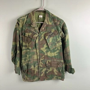 Vtg USMC Slant Pocket Rip Stop W/R Poplin Combat Camouflage Coat Shirt XS Short - Picture 1 of 12