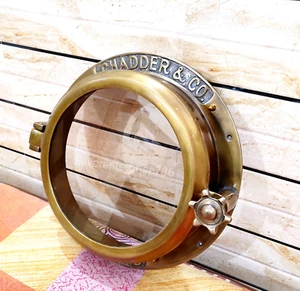 Antikes Bullauge in Messingoptik, maritimes Hafenloch Boot Schiff Fenster Wand Bullauge - Bild 1 von 6