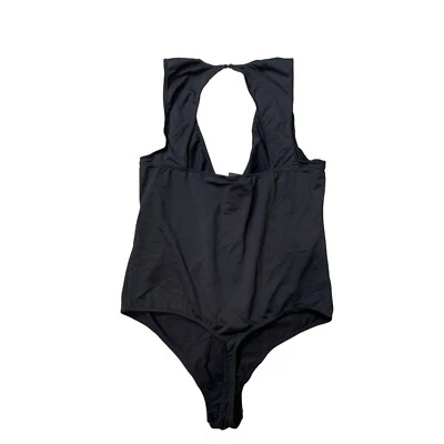 Victoria’s Secret Bodysuit Women Medium Black One Piece Deep V Open Back NWT - Image 1 of 4
