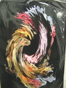 ABSTRAKTE KUNST Farbe Wirbel Gold Orange Silber Rot 13x19 von Larry Santucci - Bild 1 von 1