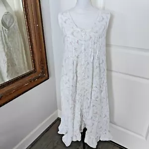 Camicia da notte estiva Elise Stevens senza maniche cotone floreale tasche occhielli casetta S - Foto 1 di 11