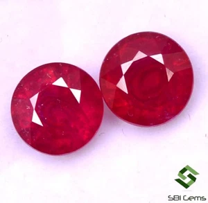 4.33 Cts Natural Ruby Round Cut Pair 7 mm Calibrated Faceted Loose Gemstone GF - Picture 1 of 4