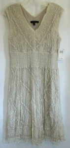 Vestido Chris McLaughlin Beige Encaje Superpuesto Cuello en V Sin Mangas Talla 12 Nuevo con Etiquetas - Imagen 1 de 6