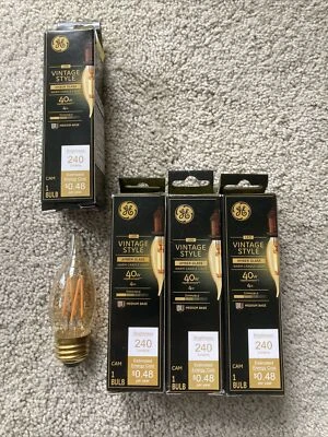 4 NEW Genuine GE Lighting 36772 Bulb 40W/4W  240 Lumens Amber Vintage Style LED - Image 1 of 3