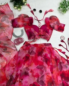 Floral Lehenga Dress Party wear lengha choli Organza Lehenga festival lehenga - Picture 1 of 6