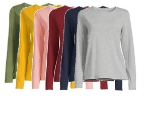 Time And Tru Women's Crewneck Tee with Long Sleeves NWT SMALL MEDIUM LARGE XL - Picture 1 of 7