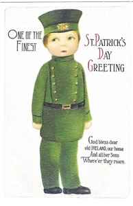 Postal vintage del día de San Patricio RETRO texturizada NUEVA REIMPRESIÓN niño pequeño antiguo - Imagen 1 de 2