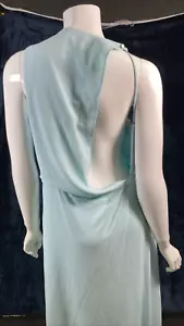 NWT HALSTON HERITAGE Metal Accent Waist Baby Blue Lined Evening Dress, Size 10 - Picture 1 of 19