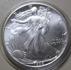 América-Estados Unidos 1 dólar 1992 plata 1 oz "Silver Eagle" Liberty #F7207 ST-BU - Imagen 1 de 6