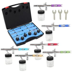 OPHIR Nuevo 6 PIEZAS de Diferentes Colores Doble Acción Aerógrafo Set Kit con Boquilla - Imagen 1 de 11