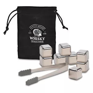 Edelstahl Whisky Steine Geschenk Set 10tlg. - Zange Kühl Würfel wiederverwendbar - Bild 1 von 5