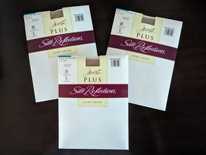 Lot of 3 Hanes Silk Reflections Plus Silky Sheer Panty Hose Control Top 1 Plus - Picture 1 of 9