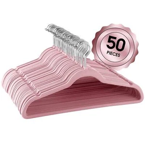 Elama Home 50 Piece Flocked Velvet Clothes Hangers w Stainless Steel Swivel Hoo - Picture 1 of 1