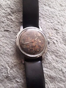 vintage enicar military style mens watch (Dial Damage, Working) #33 - Picture 1 of 9