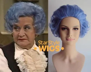 PARRUCCA DELUXE COSTUME DA NONNA BLU RISCIACQUO NONNA VECCHIA SIGNORA CORTA RICCIA - Foto 1 di 6