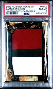 2018 National VIP Lamar Jackson Jumbo Patch College Gold #5/10 PSA 8 - Picture 1 of 2