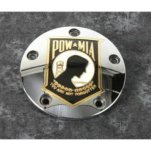 Custom Engraving LTD. Chrome POW-MIA Timing Cover w/Gold Accent - POW05-04 - Picture 1 of 1