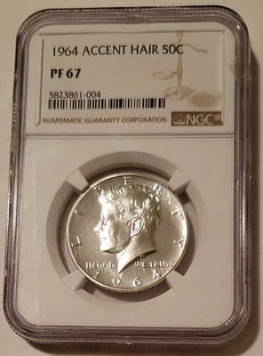 1964 Kennedy Silver Half Dollar Accented Hair Proof PF67 NGC - Image 1 of 2