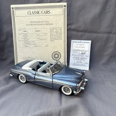 Danbury Mint 1:24 1953 Buick Skylark Convertible Diecast W/ Display Case Blue Rd - Image 1 of 4