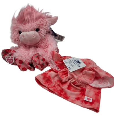BUILD A BEAR Strawberry Highland Cow Plush Original Back Strings w BAB Shirt NEW - Image 1 of 4
