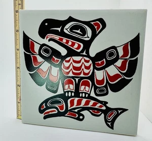 PAUL LEWING Seattle Washington Custom Tile Trivet Art Eagle 6 X 6 - Picture 1 of 7