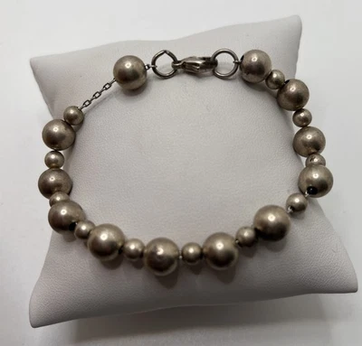 Vintage Taxco Mexico Sterling Silver 925 Ball Beaded Bracelet 7”, 9 grams - Image 1 of 4