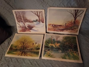 Sherm Pehrson Wildlife Prints 1976 Set 4 Fasan Fish Mallard Ducks Reh - Bild 1 von 8