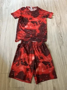 Nike 2 Piece T-Shirt & Shorts Outfit Set Boys Size Large red & black - Picture 1 of 10