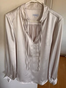 IRIS & INK IVORY SATIN BLOUSE TOP UNWORN SZ 12 FROM THE OUTNET - Picture 1 of 3
