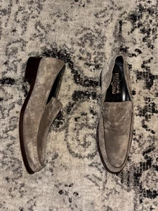 Salvatore Ferragamo Loafers Slip on Shoes Mens Size 10 D Brown Taupe Suede - Picture 1 of 12