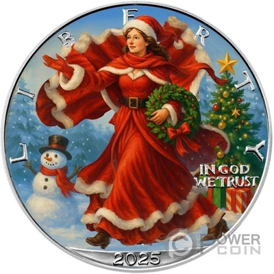 WALKING LIBERTY Holiday Spirit 1 Oz Silver Coin 1$ USA 2025 - Image 1 of 2