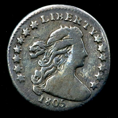 Busto drapeado 1805 media moneda de diez centavos R1508 Foto 1 de 4