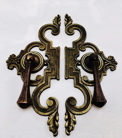Armoire Hardware MCM French Provincial Brass antique China Cabinet Handle Pull Cover