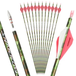 6/12 X 30'' Archery Arrow Pure Carbon Spine 340 ID6.2mm Bow Hunting Shooting - Picture 1 of 26