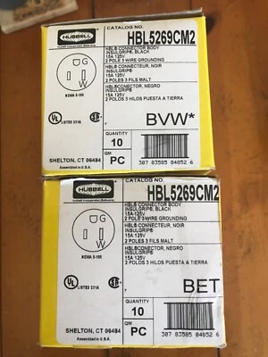  50 plugs HBL5269CM2 locking plug female black  (box of 10 plugs brand new  - Image 1 of 4