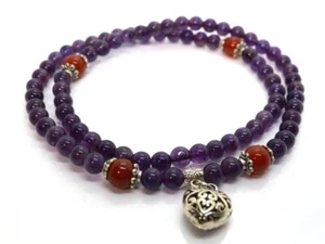 GOLDJUNGE69 GJH * FLEX DAMEN HALSKETTE ARMBAND AMETHYST&KARNEOL  HERZ / BUDDHA - Bild 1 von 6