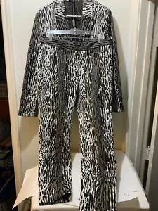 ST. JOHN TUTA STAMPA ANIMALIER COTONE/ELASTICO MARRONE/NERO GIACCA CAPPOTTO 14 PANTALONI 12 - Foto 1 di 20