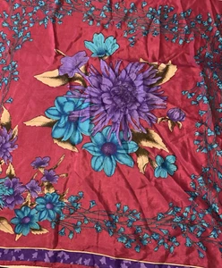 Vintage Schal rot Seide Blumen Kopftuch 30 x 30" mit Fehler - Bild 1 von 2