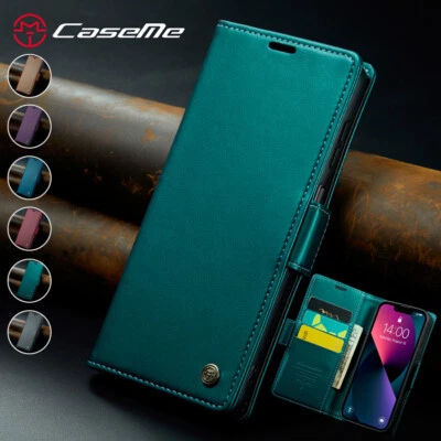Leather Wallet Case Card Flip Phone Cover for iPhone 16e/15/14/13/12/11 XR SE 8 - Image 1 of 4