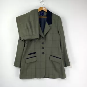 Cousins of Cheltenham Tweed Jacket & Skirt Womens 12 14 Green Check 2 Piece Suit - Picture 1 of 21