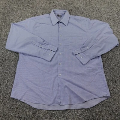 Camisa Van Heusen Para Hombre 17.5 36/37 XL Azul Blanco Manga Larga Abotonada Preppy Flex Foto 1 de 4