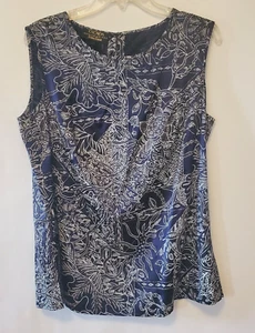 Escada Neiman Marcus Damen Seidentop Marine Weiß Geometrisches Design Gr. 42 US 12 - Bild 1 von 6