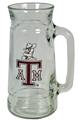 Texas A&M Aggies "Ol' Sarge" Logo Clear 7 inch Glass Beer Mug/Stein- Holds 20 oz - Image 1 of 4