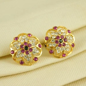 18k Gold Plated Ethnic Stud Traditional Bollywood Earring Set Fashion Jewellery - Picture 1 of 4
