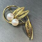 Vintage Pearl Brooch  Estate Jewelry Pre-Owned Cannetille Filigree 