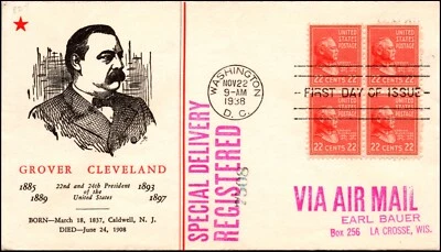 Scott 827 22 Cents Cleveland Linprint FDC Typed Address Block Planty 827-9 - Image 1 of 2